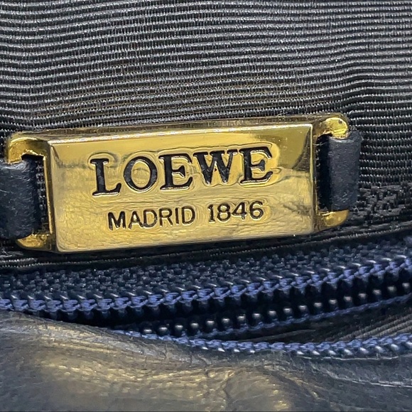 LOEWE Anagram Leather Navy Tote Bag - Picture 14 of 16